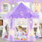 Evoionos Purple Princess Tent For Girls, Kids Play Tent With Large Star Lights, Castle Playhouse For Children Indoor Outdoor Gam