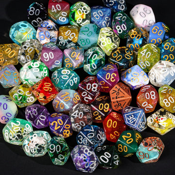 HDdais 10 Pack of D% Dice Random Color D00 Polyhedral Dice Set, 10 Sided D&D Dice for DND RPG MTG Table Games Dungeons and Drago