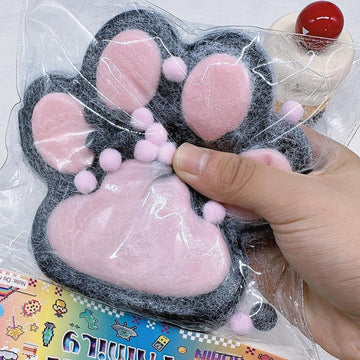 Taba Giant Paw Squishy For Kids Adults, Big Furry Cat Paw Squishy Toys For Stress Relief, Super Soft Squeeze Fidget Toys (Black&