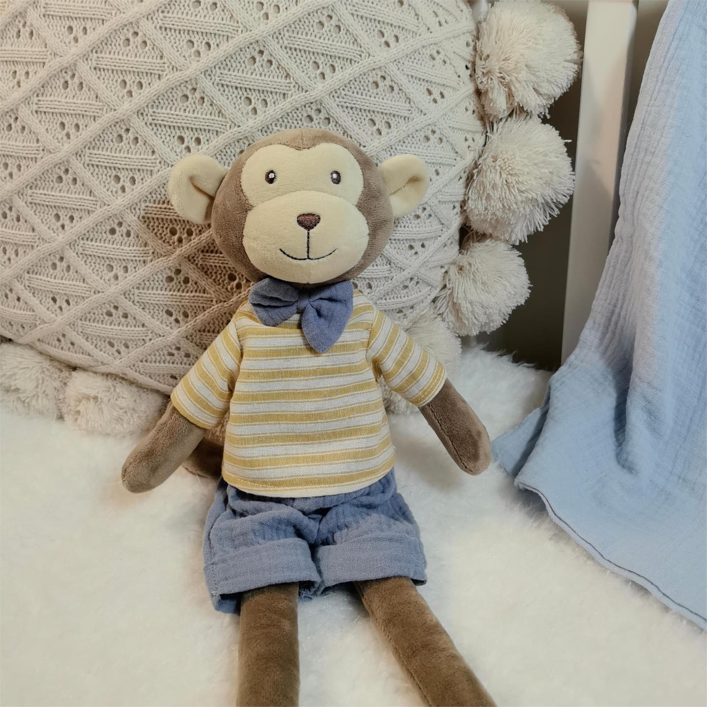 Mikee Fluffie Monkey Stuffed Animals,15.7'' Boy Monkey Plush With T-Shirt And Pants,Cute Stuffed Animal For Girls As Birthday, E
