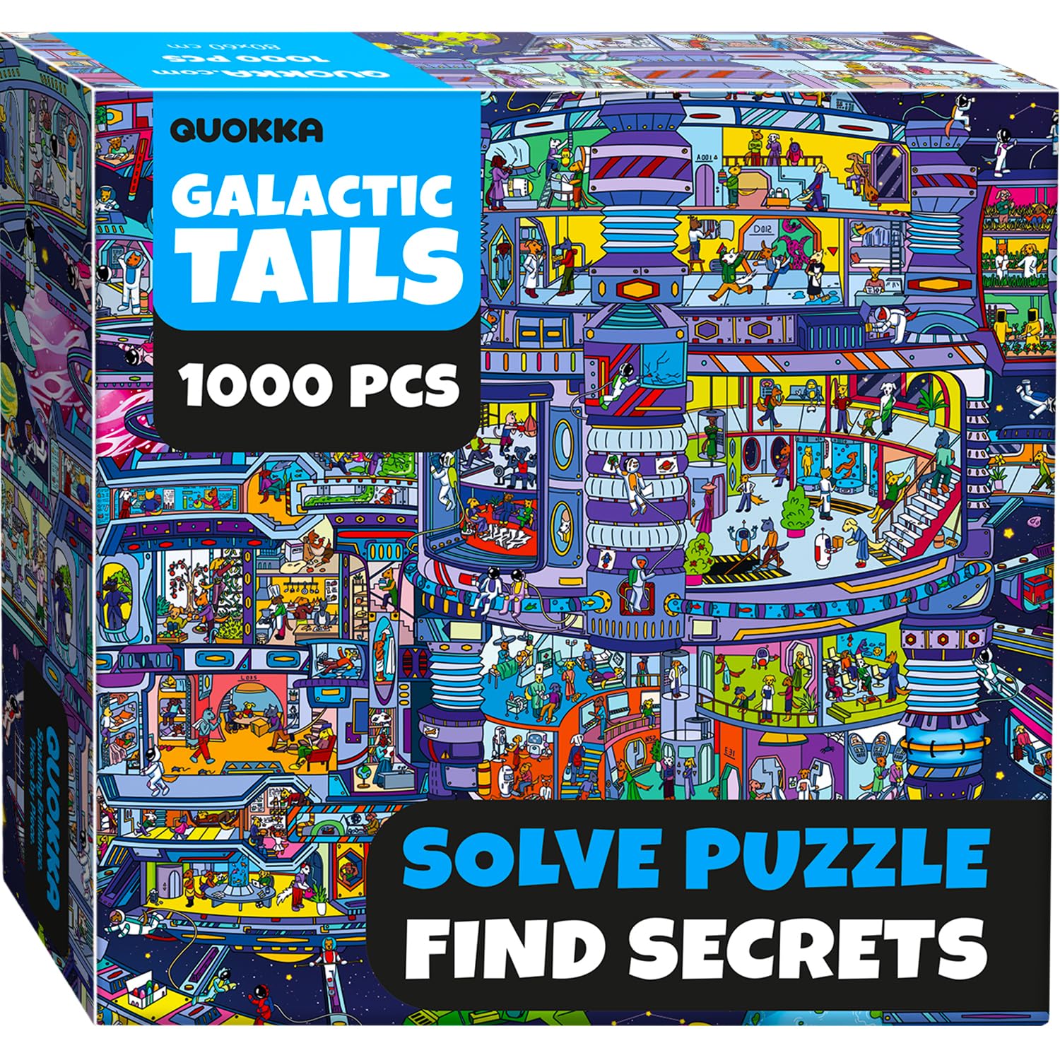 Quokka 1000 Piece Jigsaw Puzzle For Adults Galactic Tails – Premium Box Packaging With Extra Fun Challenges - Stunning Galaxy Dog Puzzle - Perfect For Relaxation & Creativity & Gift Giving