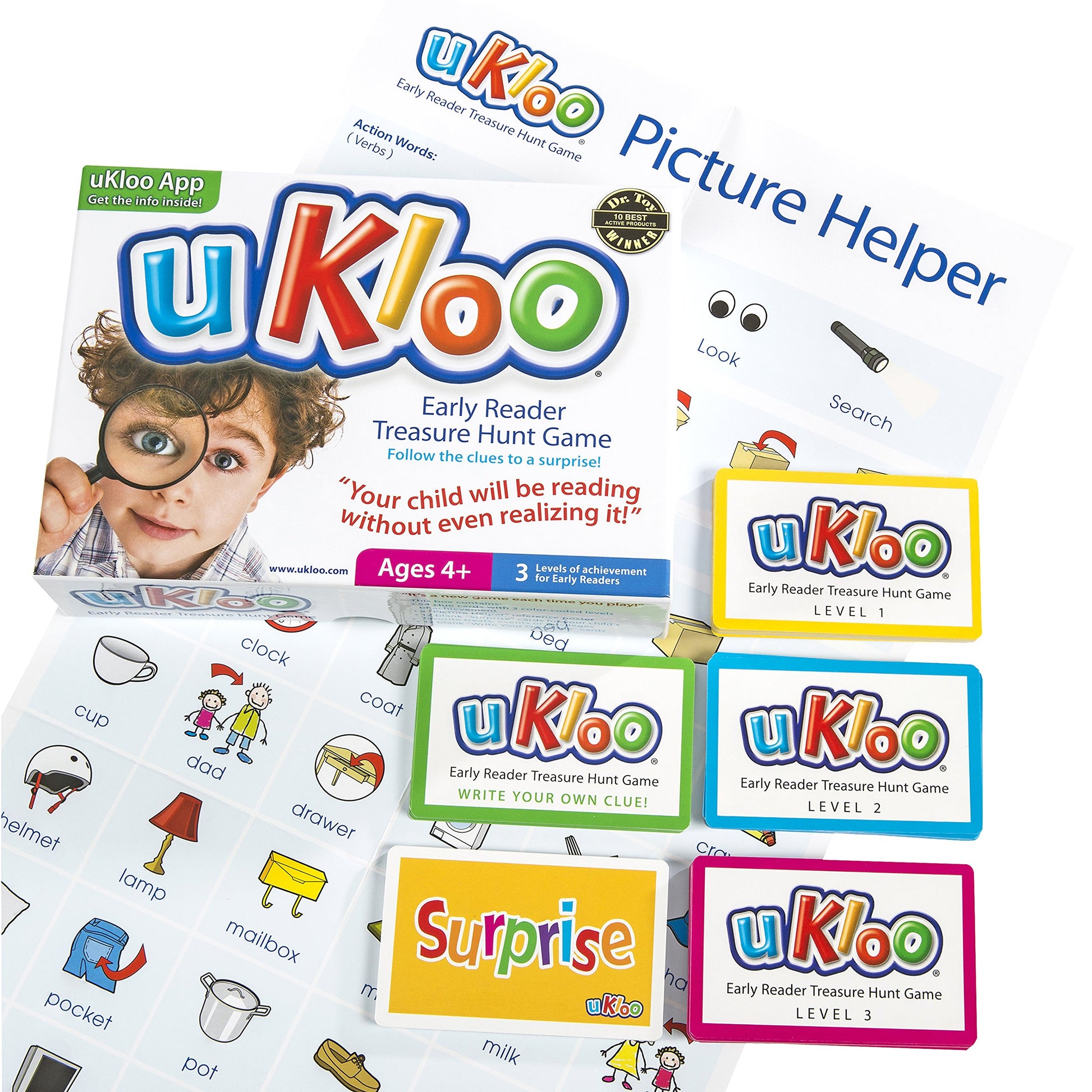 uKloo Reading Games for Kids Ages 4-8 Early Treasure Hunt Reading Game Scavenger Activity for New Readers Picture Clue Flash Car