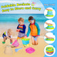 Xgunion Collapsible Beach Sand Bucket 3 Packs Foldable Sand Buckets Set with Shovels & Mesh Bag Collapsible Beach Toys for Kids