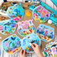 Frienda 48 Set Summer Craft Kit Fishbowl Under The Sea Sticker Crafts Bulk DIY Ocean Sea Animals Scene Stickers Shark Clown Fish