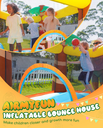 Airmyfun Gorilla Jungle Inflatable Bounce House For Kids 3-8 – 10Ft X 4Ft Bouncy Castle With Wide Slide & Air Blower, 840D Oxford Cloth For Indoor & Outdoor Adventures