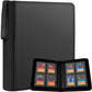 FORZAROCKET 4-Pocket Small Binder for Toploaders - Holds 128 Top Loaders  Ringless  Waterproof PU Leather  for Sports & Trading Cards (Carbon Black)