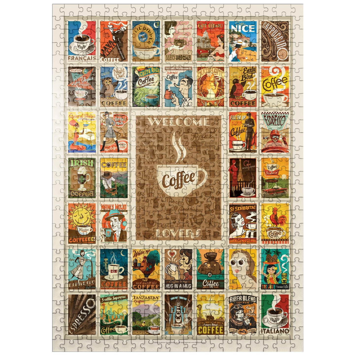 MyPuzzle Coffee Collection: Multi-Image Print  Vintage Poster - enhanced 500 Piece Jigsaw Puzzle for mature-themeds