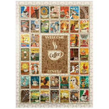 MyPuzzle Coffee Collection: Multi-Image Print  Vintage Poster - enhanced 500 Piece Jigsaw Puzzle for mature-themeds