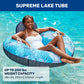 Aqua Leisure Oversized Supreme Lake Tube Float, 48" Heavy Duty Pool Chair, Soft Fabric, Blue/White Fern, Model AZL20341