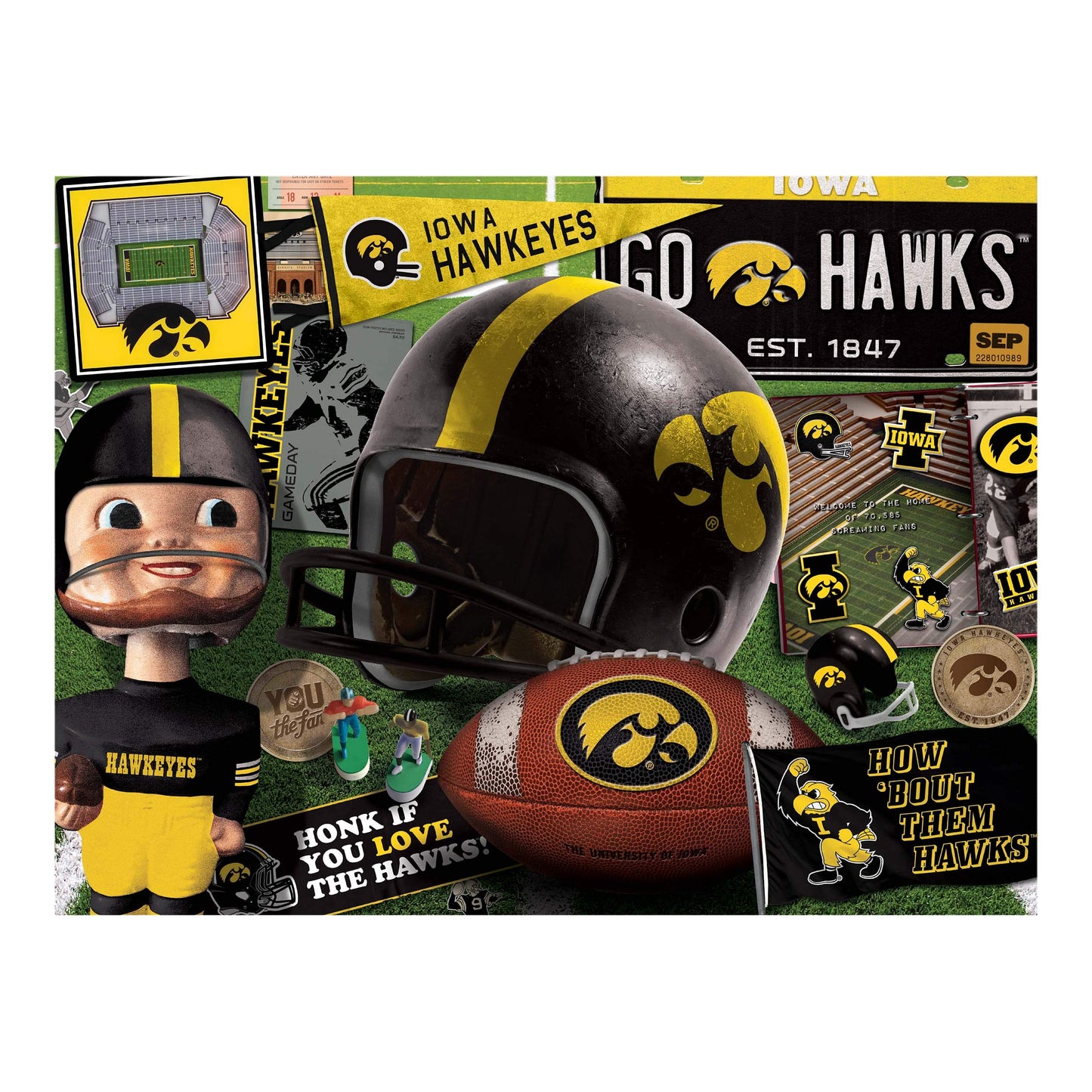Youthefan Ncaa Iowa Hawkeyes Retro Series Puzzle - 500 Pieces, Large