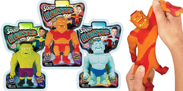 JA-RU Squishy Monster 6 Inch (3 Stretchy Toys Assorted) Stretch Action Figures & Bendy Toys for Kids. Stress Relief Fidget Toys.