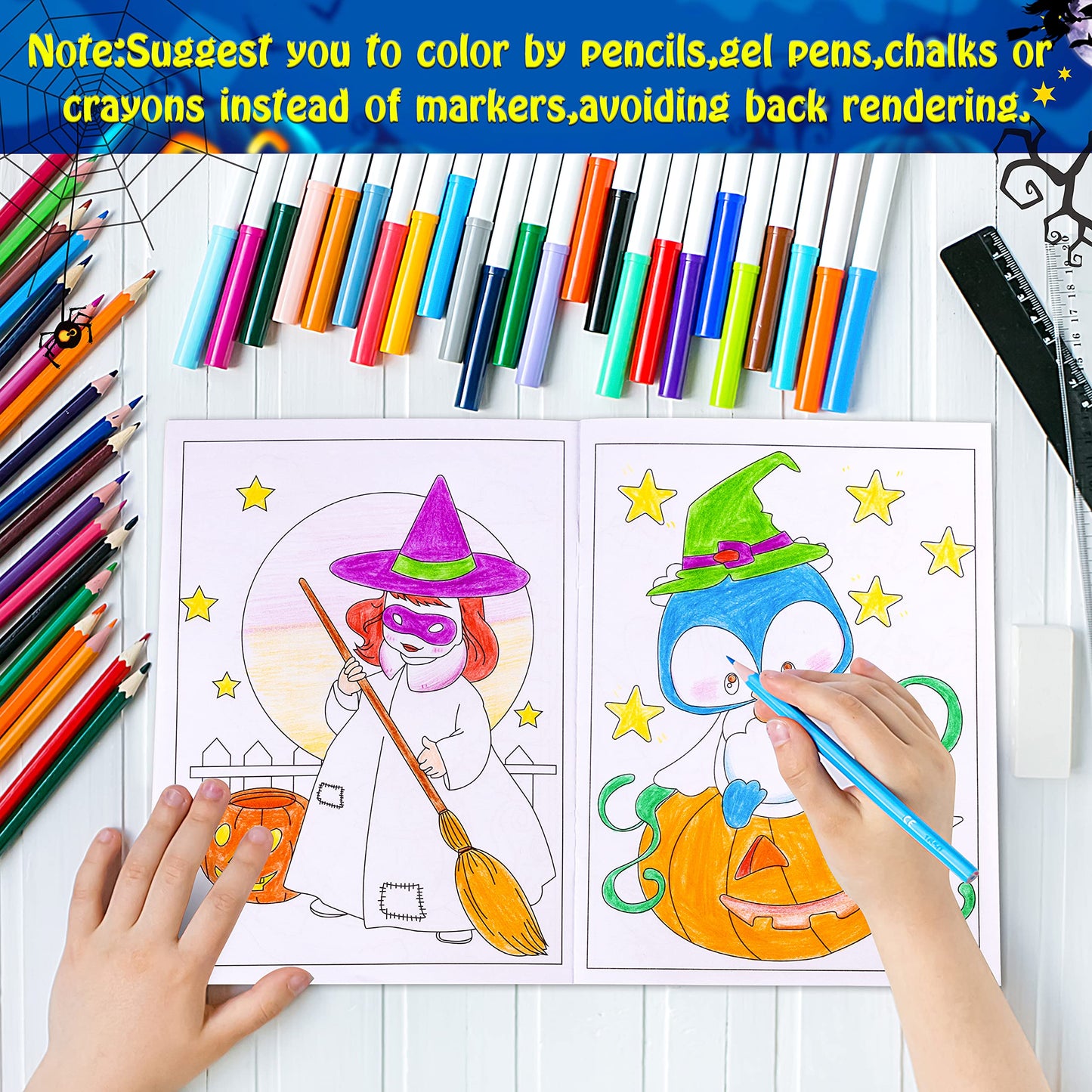 Geefuun 60Pcs Halloween Coloring Books Bulk For Kids - Hallowmas Trick Or Treat Goodie Bags Fillers Stuffer Gifts Party Favors Supplies