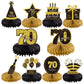 Gexolenu 10 Pcs 70Th Birthday Honeycomb Centerpieces Gold Black Cheers To 70 Years Birthday Centerpieces Tables Toppers For 70Th