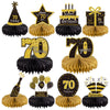 Gexolenu 10 Pcs 70Th Birthday Honeycomb Centerpieces Gold Black Cheers To 70 Years Birthday Centerpieces Tables Toppers For 70Th