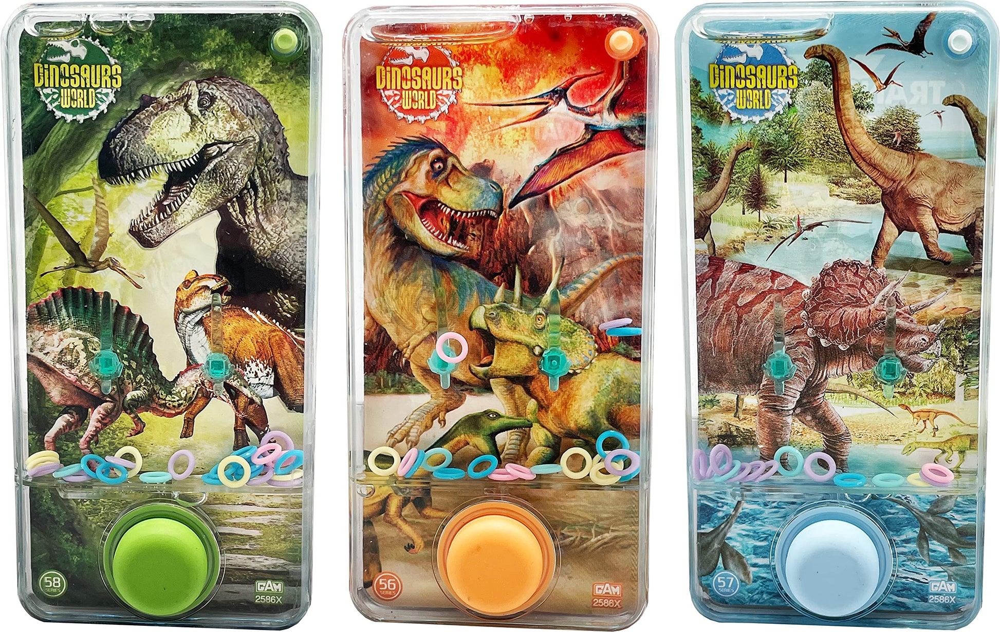 Water Games Handheld Water Ring Toy For Kids - 3 Pack Of Dinosaur Water Ring Toss Toy, Dinohoop