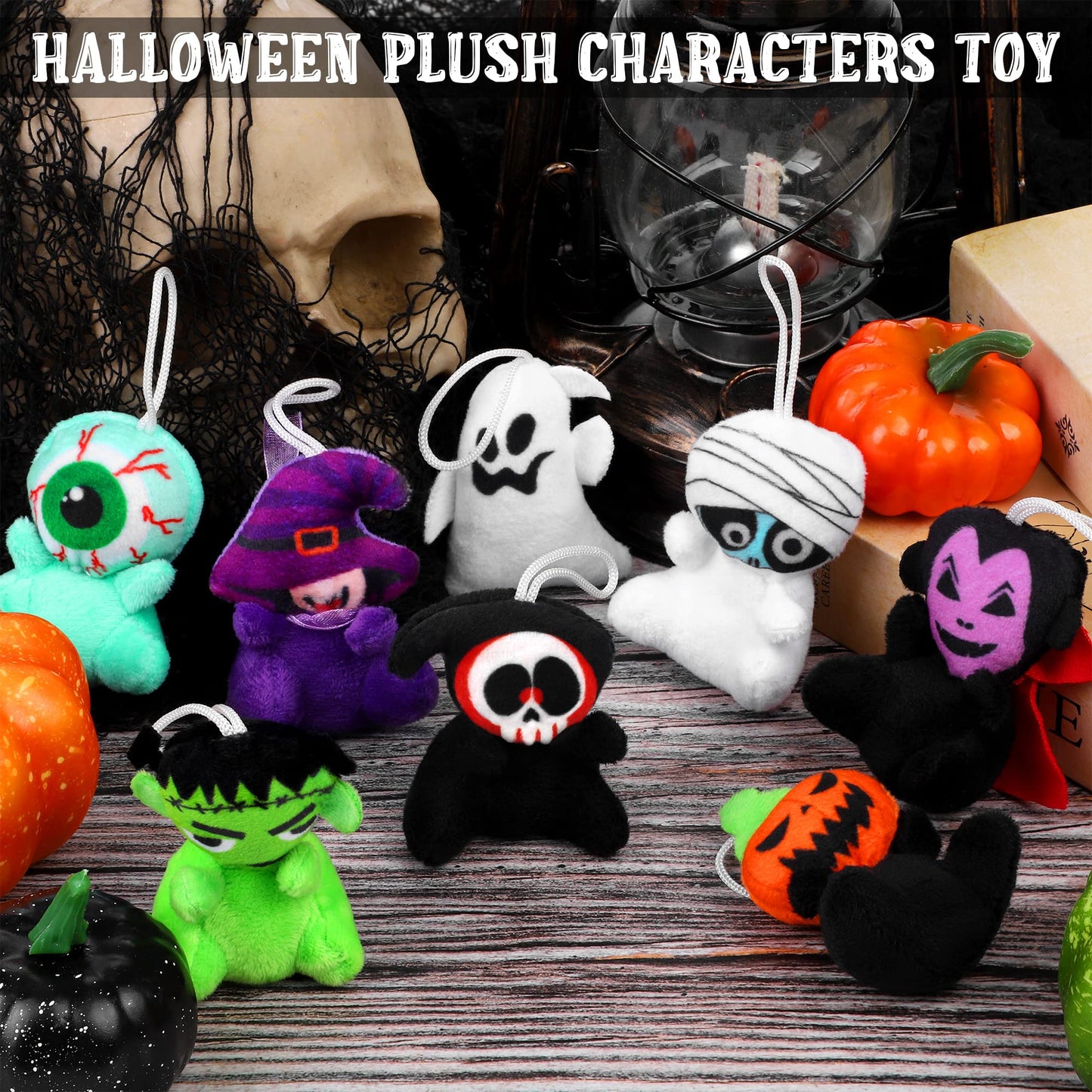 Fovths 24 Pieces Halloween Mini Plush Toy 2.4 Inch Plush Doll Toy Halloween Plush Characters Toy With 8 Halloween Characters For