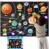 WATINC 44Pcs Outer Space Felt Story Board Set 3.5 Ft Solar System Universe Storytelling Flannel Interactive Play Kit with Hooks 