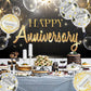 6 Pcs Anniversary Mylar Balloons Round Foil Helium Balloon Happy Birthday Party Decorations Supplies Photo Backdrop 18 Inch