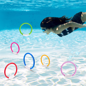 Joyin Dive Rings Pool Toys, 8 Pcs Colorful Pool Rings For Kids, Underwater Training Swimming Diving Toy For Kids Gifts Summer Swim Water Fun Games