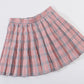 Girls School Uniform Plaid Pleated Costumes Skirts (M, Pink Mixed White)