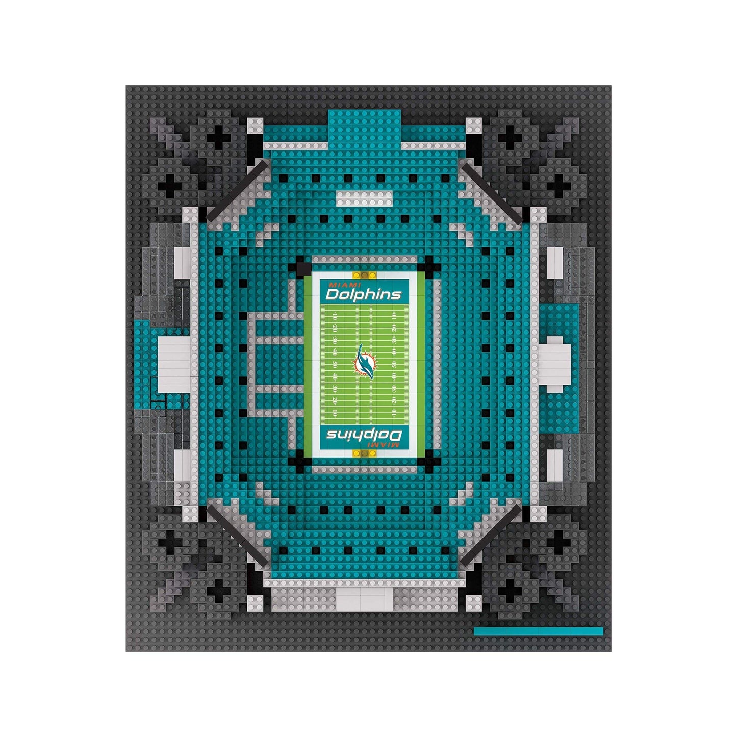 FOCO NFL Miami Dolphins 3D BRXLZ Stadium Building Block Set - One Size, Team Color, Model PZNF3DSTAD