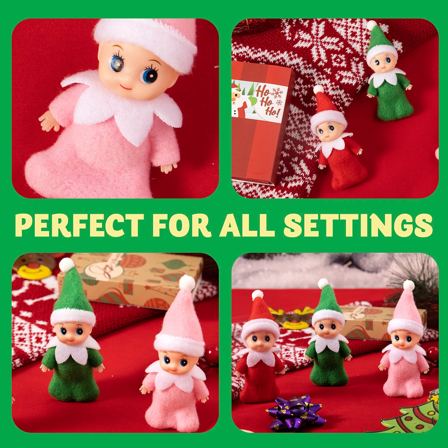 Joyin Christmas 3Pcs Tiny Elf Doll Christmas With 1 Red,1 Green And 1 Pink Elf Doll,Holiday Decoration Accessories Tiny Gift For Girls Boys Kids Adults