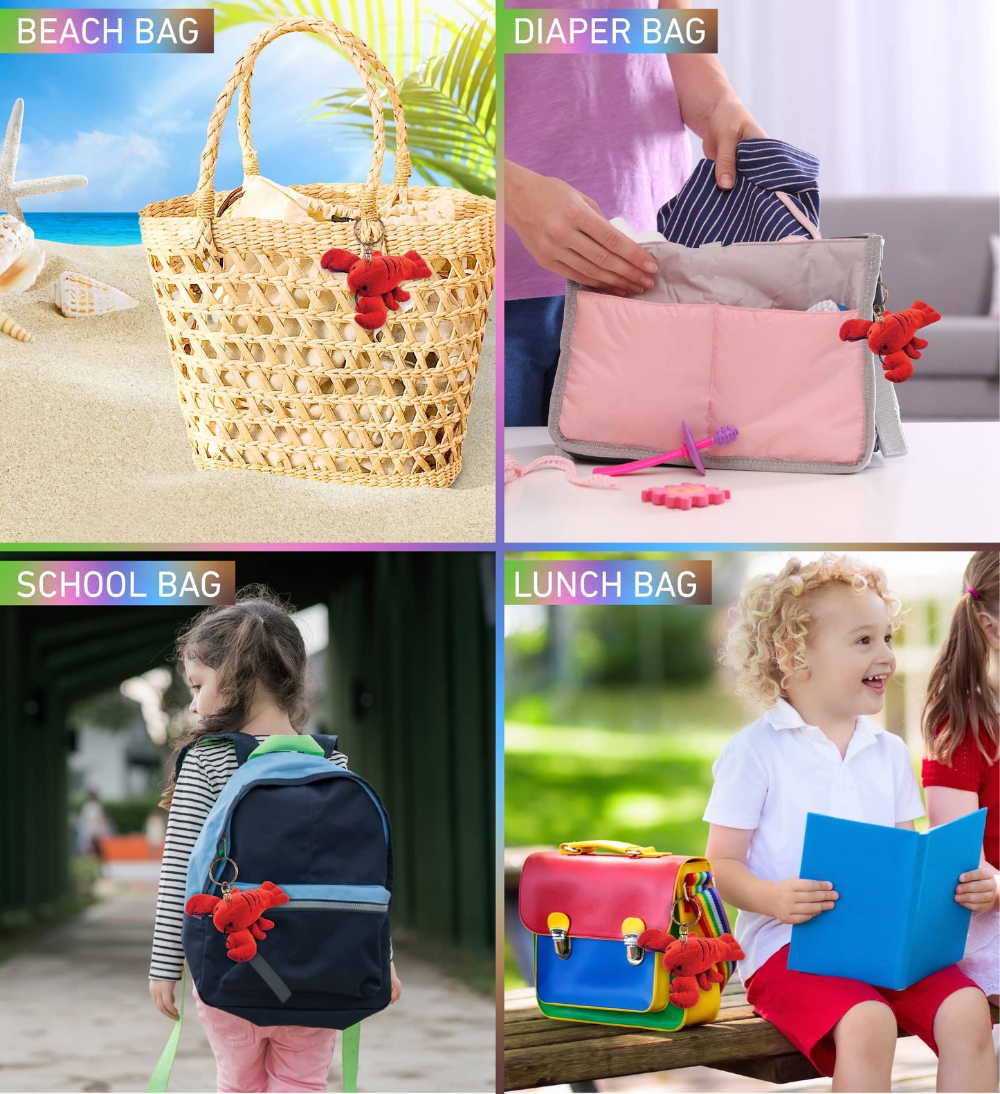 Puzzled Red Lobster Plush Keychain Stuffed Animal - Super Soft Ocean Animal Lobster Stuffed Toy Keychain, Plush Lobster Toy Keyc