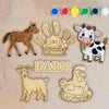 Cliths Set Of 6 Wooden Farm Animal Painting Kit EcoFriendly Mdf Cutouts For Kids Diy Art 4.3X4.7 Inch Cow, Horse, Goat, Chicken