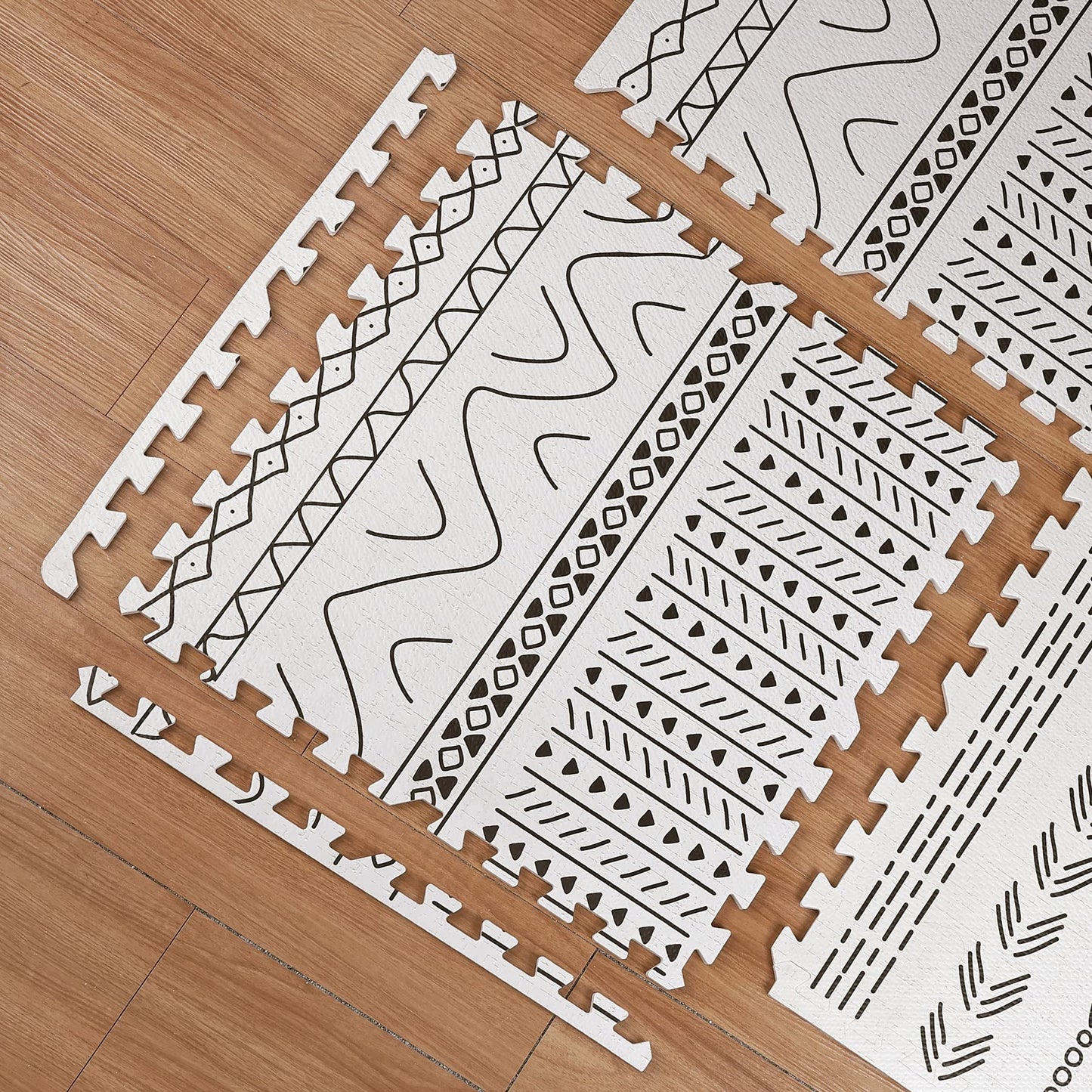 Tcbunny Extra Large Baby Play Mat - 4Ft X 6Ft Foam Puzzle Floor Mat For Kids & Toddlers (Mixed Marks White/Black)