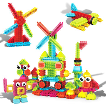 Picasso Toys112Pcs Hedgehog Blocks Stem Building Tiles Set Construction Learning Toy Stacking Interlock Block, Creativity Beyond Imagination, Inspirational, Recreational, Educational Ptb112