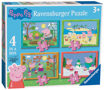 Ravensburger Peppa Pig Four Seasons 4 In Box (12, 16, 20, 24 Pieces) Jigsaw Puzzles For Kids Age 3 Years Up