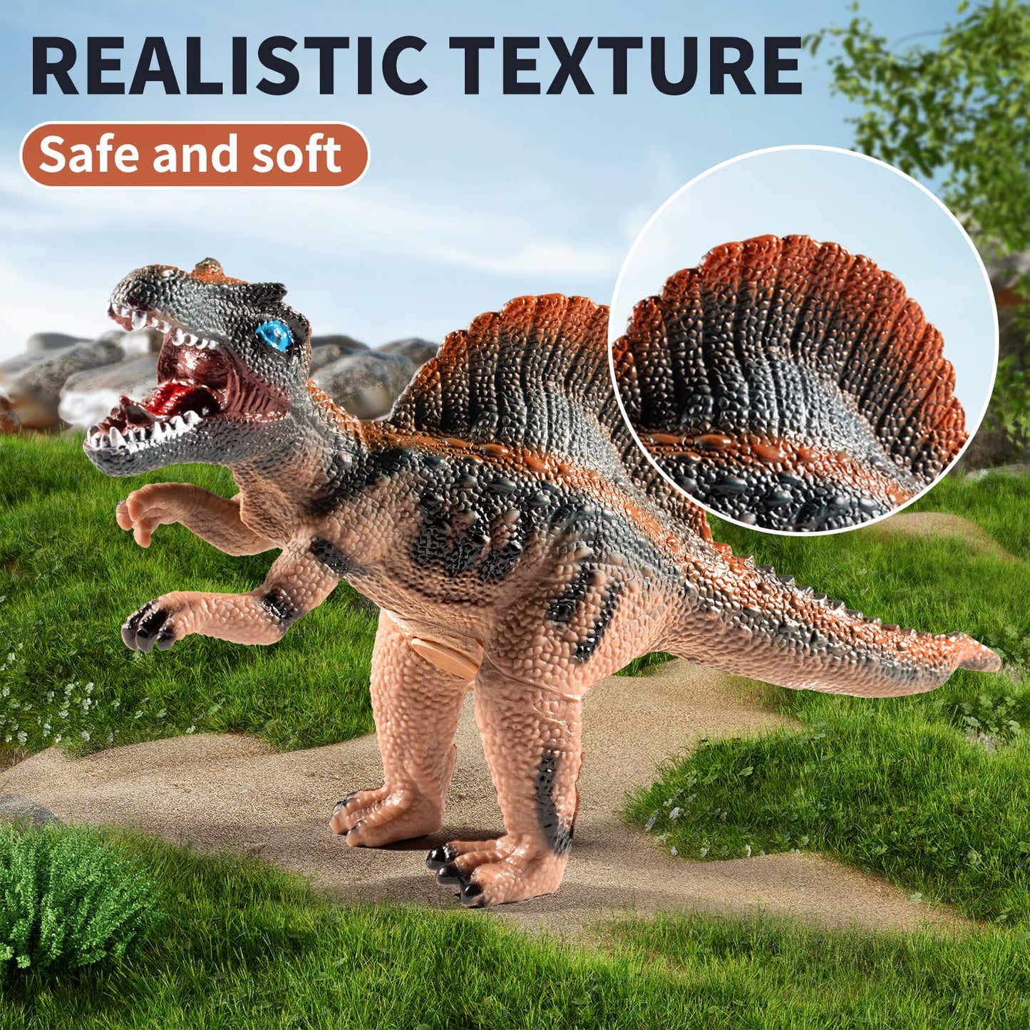 Niplooow Big Dinosaur Toys Kids 3-5, 7 Piece Realistic Large Soft Dinosaur Figures For Kids Toddlers Boys, Jumbo Dinosaur Toys F