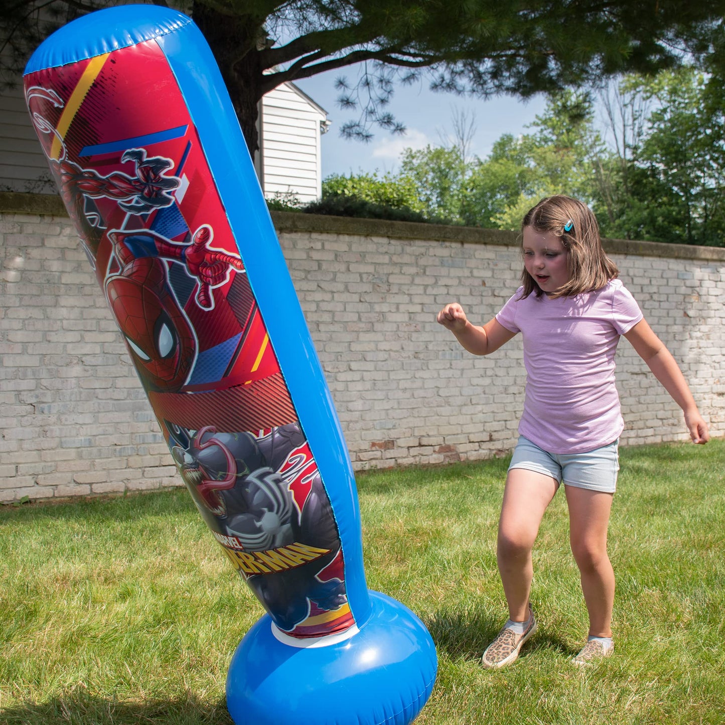 Hedstrom Marvel Spider Man 60 Bop Bag - Red Inflatable Punching Bag for Kids, Fun Indoor/Outdoor Activity