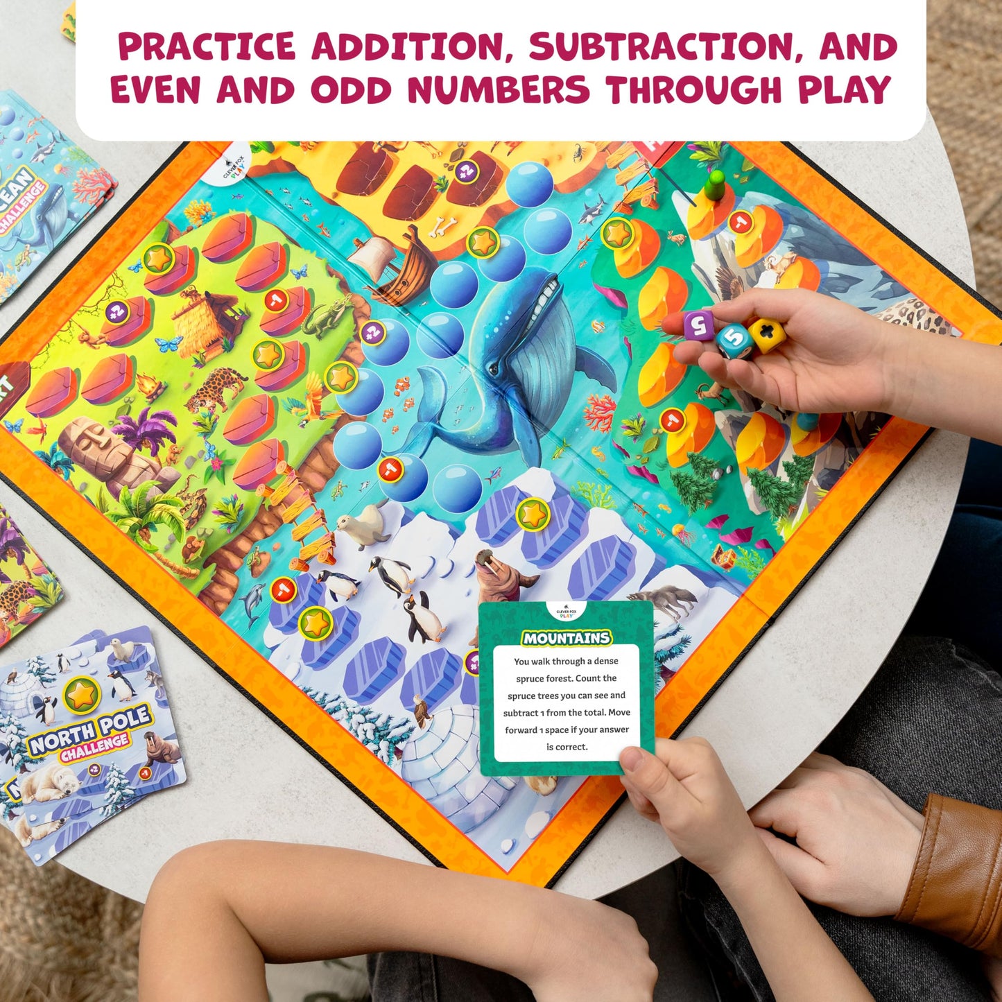 Number Hunter - Fun Kid Math Board Game For Learning Addition & Subtraction - Educational Indoor Game For Family Night, Preschoo