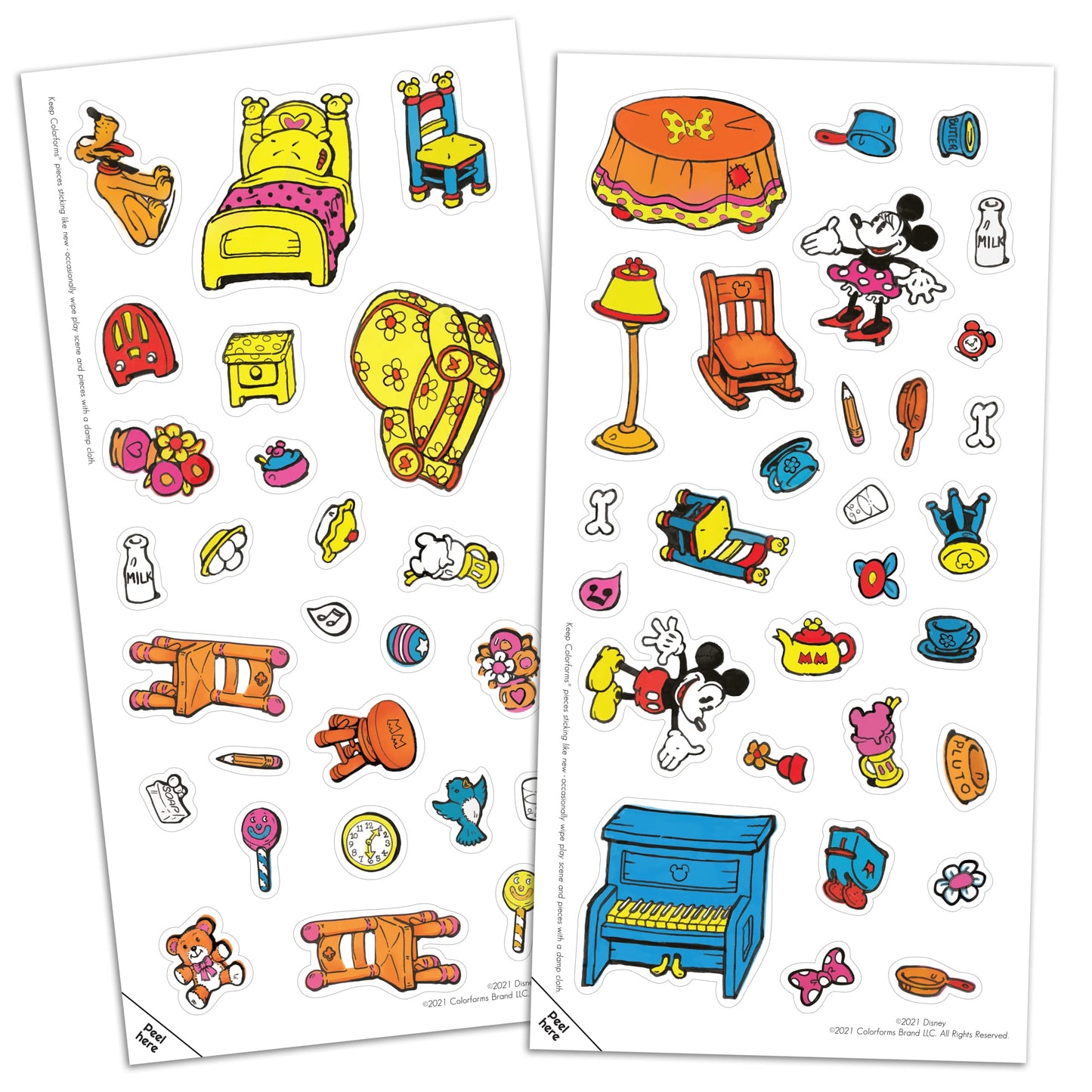 Colorforms - Mickey Mouse Play House Retro Play Set - Mickey And Minnie Mouse! - Pieces Stick Like Magic! - Ages 3+