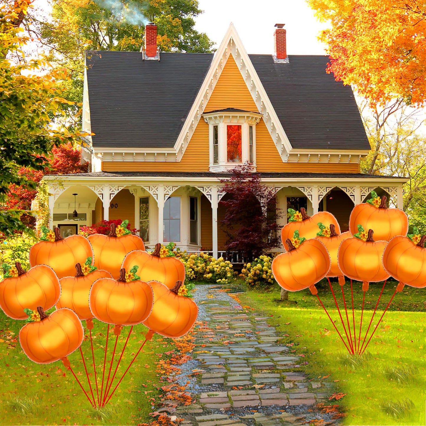 Novwang Pumpkin Balloons, 18Pcs Fall Thanksgiving Foil Pumpkin Balloons For Fall Autumn Thanksgiving Harvest Themed Halloween Birthday Wedding Baby Shower Party Decorations Supplies