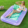 SLOOSH Inflatable Tanning Pool Lounger Float  70 x 46 Pool Floats mature-themed with Pillow  4 in 1 Suntan Tub Raft Floatie Sunbathing Bed Lounge for Water Blow Up Kids Ball Pit Party Gifts  L-Purple Green