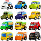 Funcorn Toys Pull Back Car, 12 Pack Assorted Mini Plastic Vehicle Set, Pull Back Truck and Car Toys for Boys Kids Toddler Party