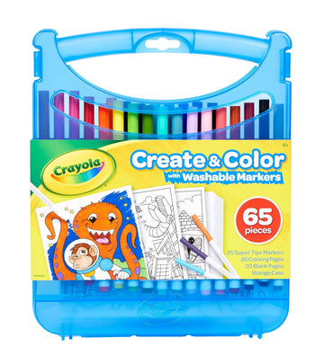 Crayola Super Tips Coloring Art Case With Coloring Pages, Kids Gift, 65+ Pieces, Packaging May Vary