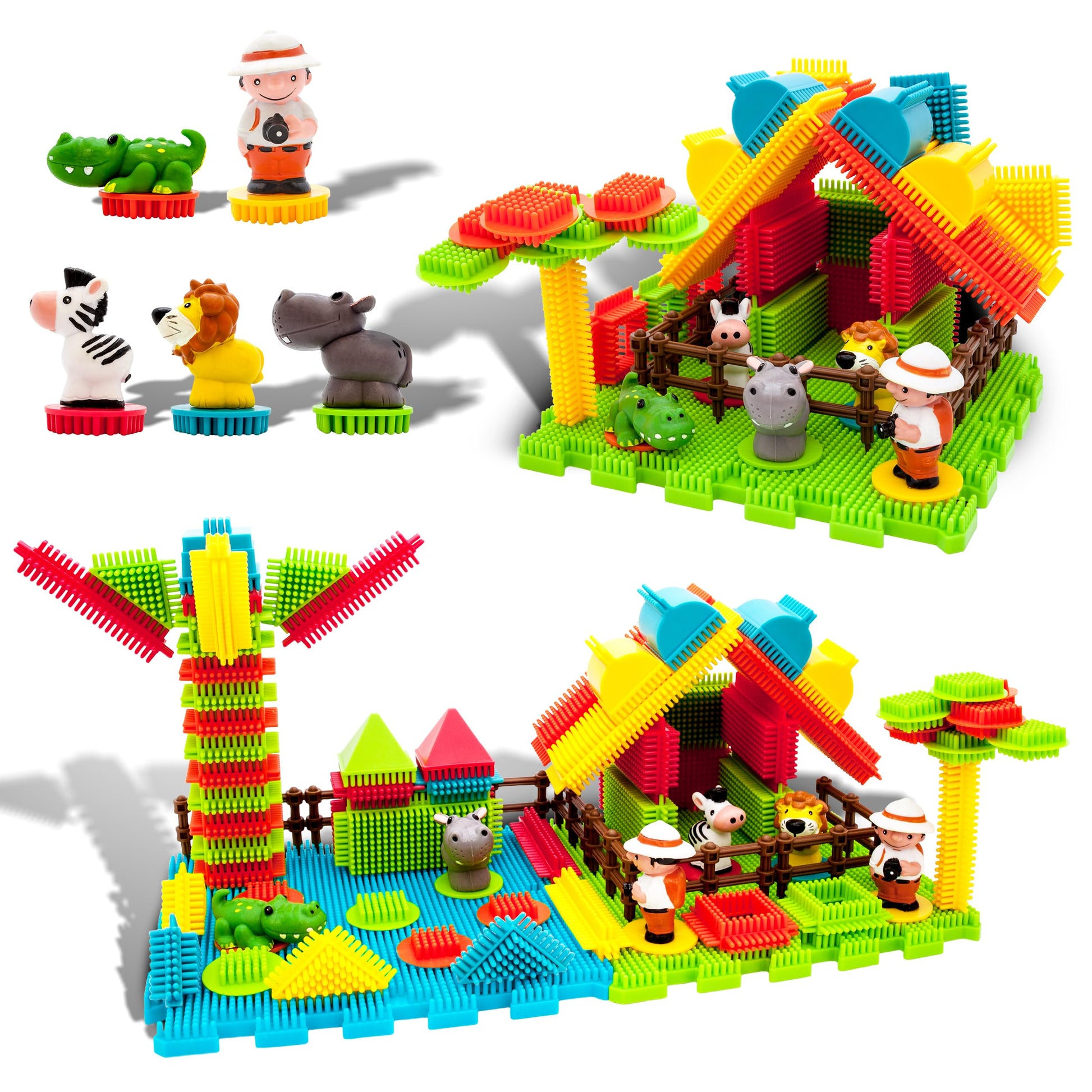 Picasso Toys Ptb100 100Pcs Hedgehog Block 3D Building Blocks Tiles Safari Theme Set Learning Playset Stem Toy Set Educational Ki