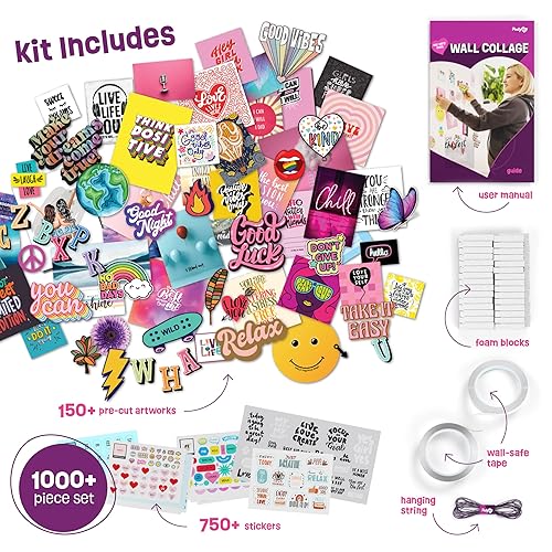 Pretty Me Wall Collage Kit for Teens - Multi-Color, 66x42 Inches, Paper Crafts for Bedroom Decor, Perfect Gift for Ages 11-16