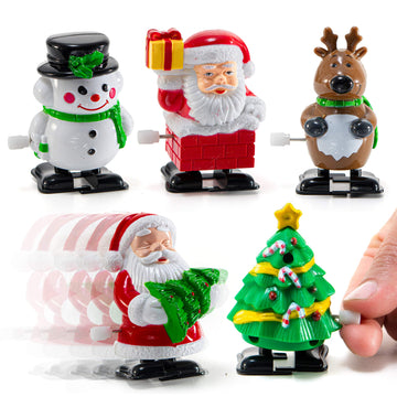 Prextex Christmas Wind Up Stocking Stuffers - Santas And Snowmen Wind Up Stocking Stuffers - Christmas Toys - 2 Santas, 1 Snowman, And 1 Reindeer.