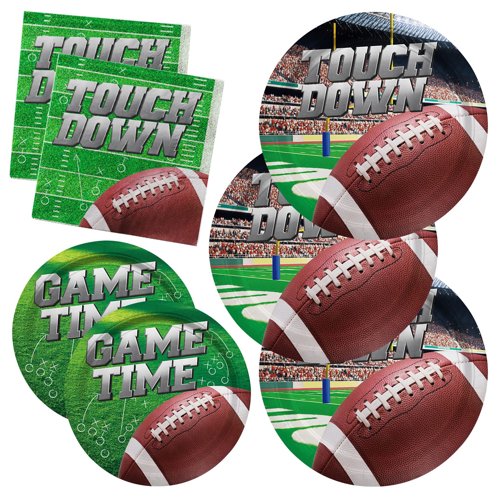 Football Party Supplies Kit Serve 50, Includes Dinner Plates, Dessert Plates, Napkins,Football Birthday Party Football Game Day 