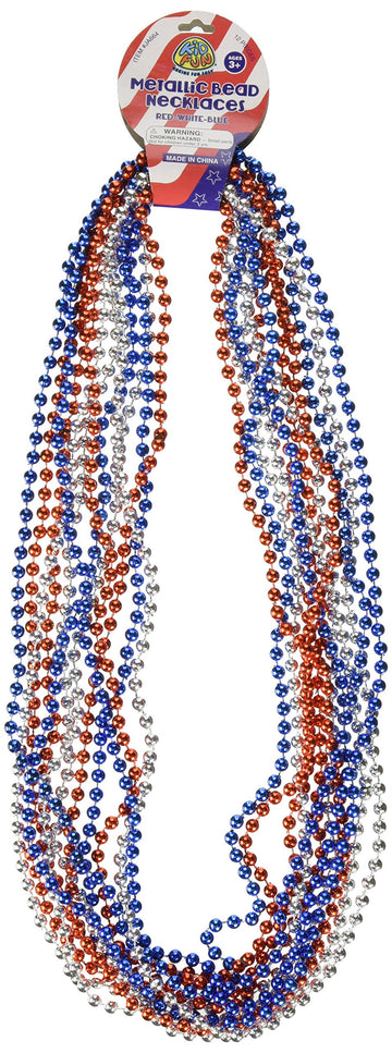 U.S. Toy Red, White, & Blue Metallic Necklaces