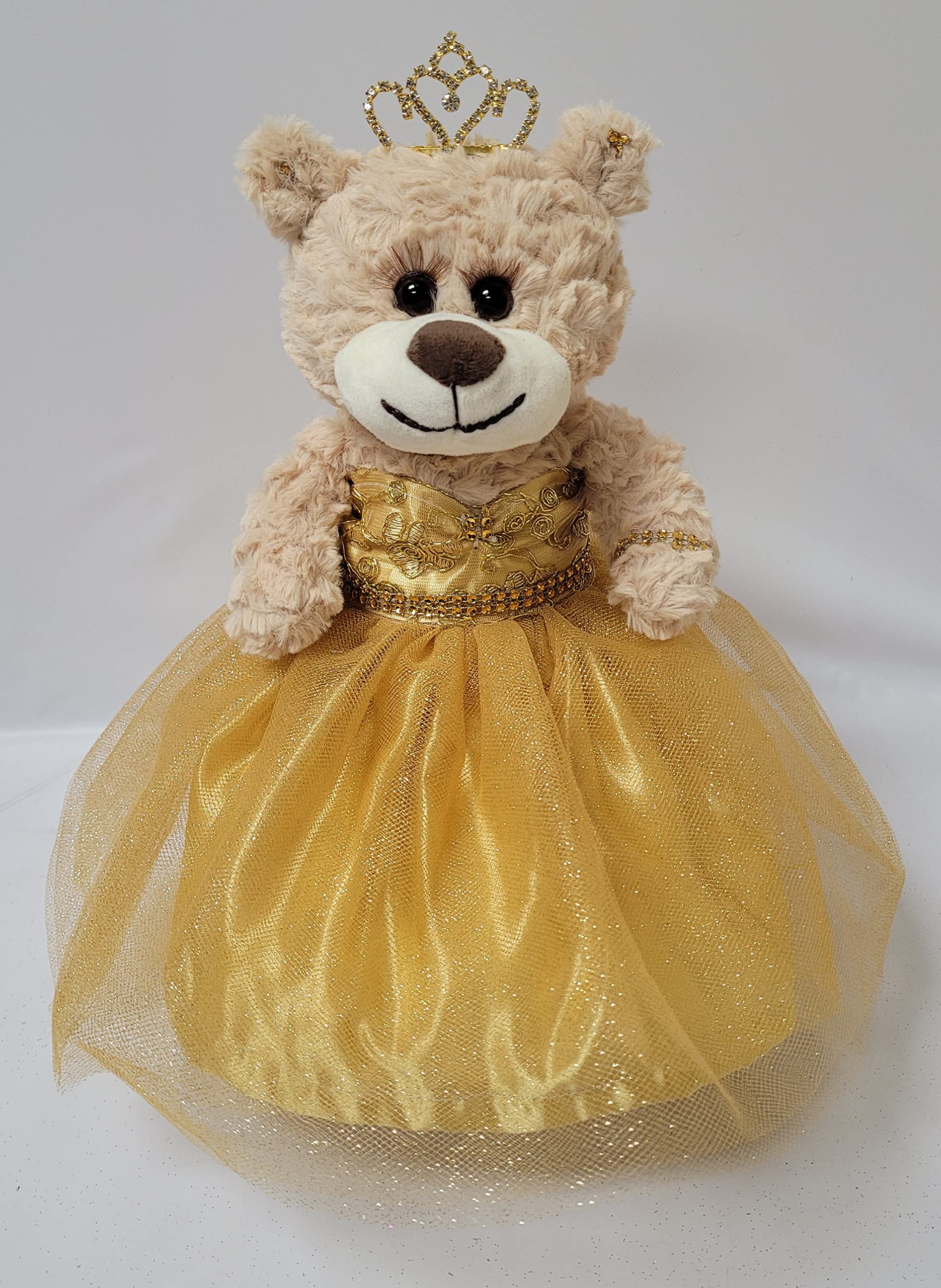 Kinnex Collections Since 1997 12'' Quince Anos Last Doll Teddy Bear With Dress (Centerpiece) ~ Arc09832-6 (Gold)