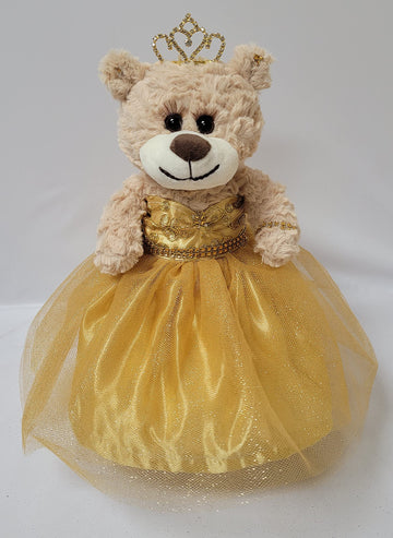Kinnex Collections Since 1997 12'' Quince Anos Last Doll Teddy Bear With Dress (Centerpiece) ~ Arc09832-6 (Gold)