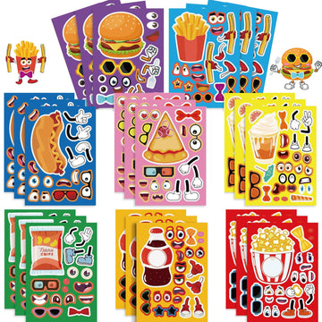 24 Sheets Make Your Own Fast Food Stickers Make A Face Stickers For Kids Toddlers With Hamburger Hot Dog French Fries Pizza Ice