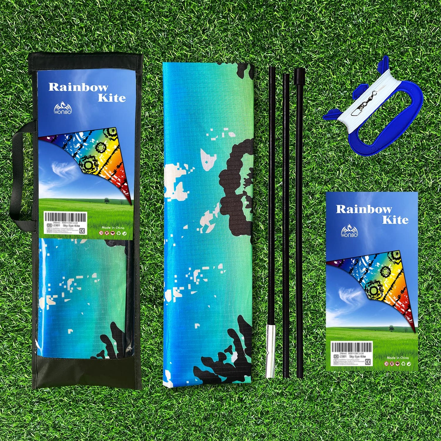 Honbo Large Kites For Adults, Beginner Kite For Kids Easy To Fly, The Easiest Single Line Beach Kite, With 300Ft String Kite Handle
