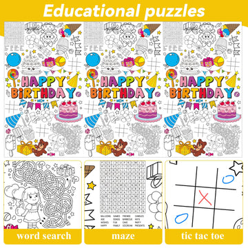 Qyeahkj Giant Happy Birthday Coloring Tablecloth For Kids Large Birthday Coloring Poster Tablecover Decoration Birthday Coloring