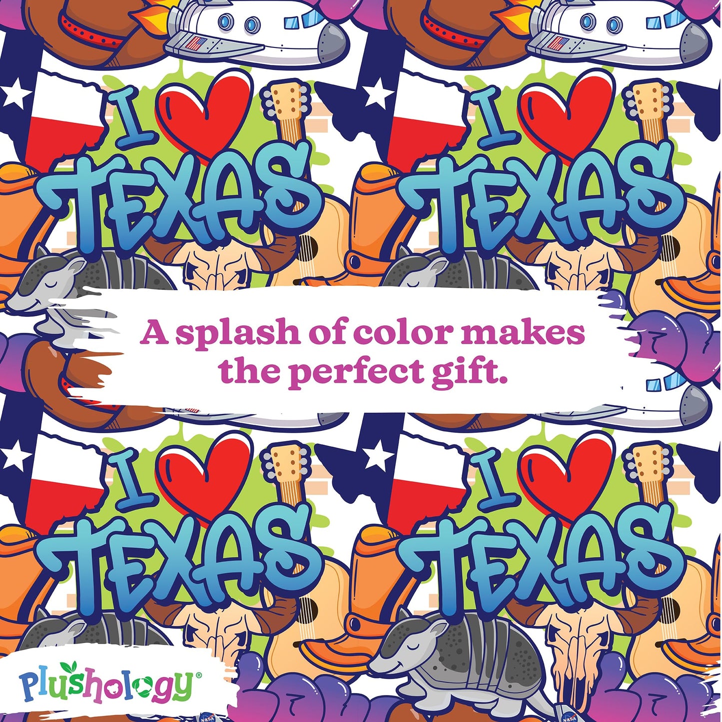 PLUSHOLOGY I Love Texas Graffiti Teddy Bear Eco Friendly Stuffed Animal; Cuddly Soft Velboa Plush Animal for Kids 3 Years Old to mature-themeds; Child-Safe Embroidered Face Details (10 Tall When Seated)
